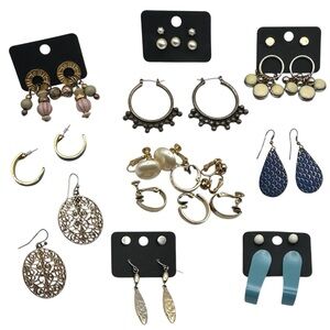 17pc Vintage Earrings Bundle Lot Estate Jewelry Earring Assortment